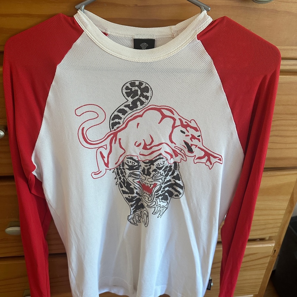 Versace Jeans Couture Red and White Long Sleeve Shirt